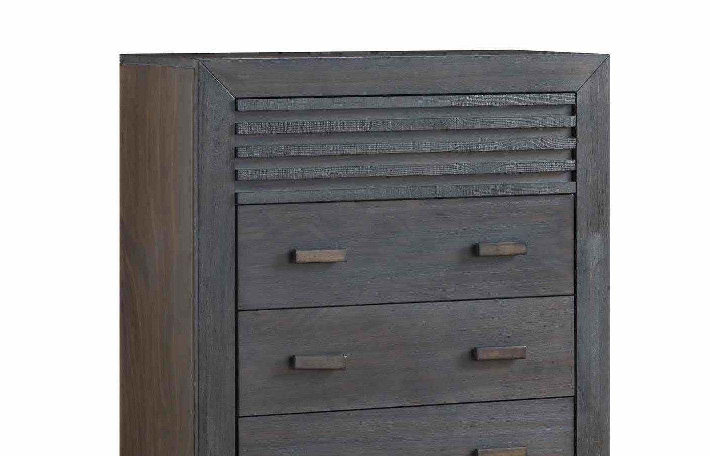 Transitional Style 1pc Chest Slat Design Mortise and Tenon Joinery Charcoal Brown Finish Bedroom Furniture
