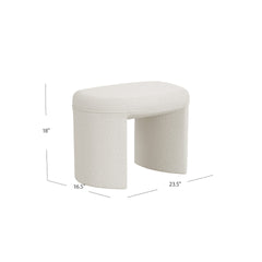 Max Ottoman Footstool with Saddle Seat, Cream White Boucle, 24 Inch