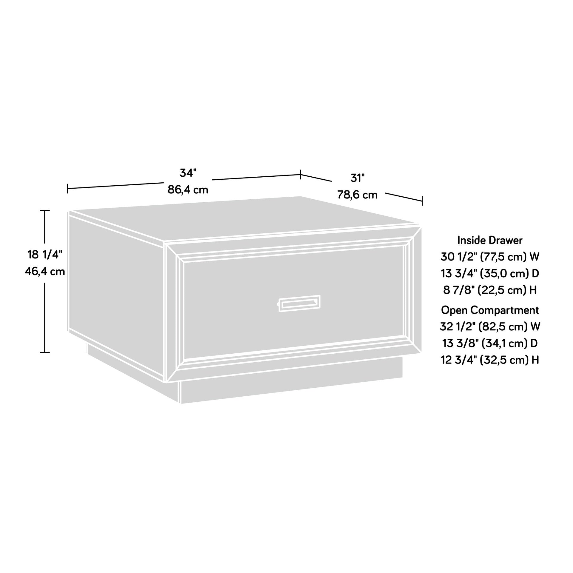 Coffee Table with Elegant Design, Medium Gray finish