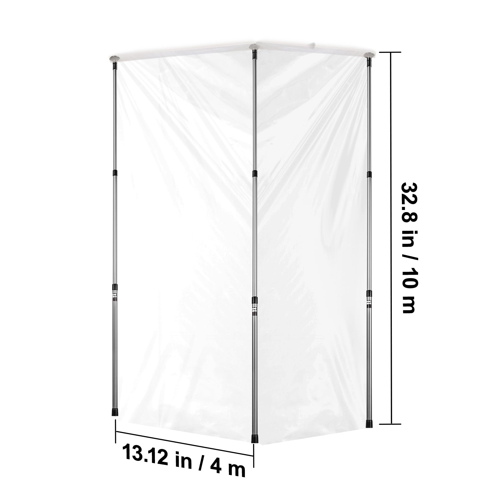 Dust Barrier Poles, Carry Bag, 10 Ft Poles with 4 Telescoping Poles, and 32.8x13.12 Ft Plastic Film, for Interior Decoration and Painting Projects