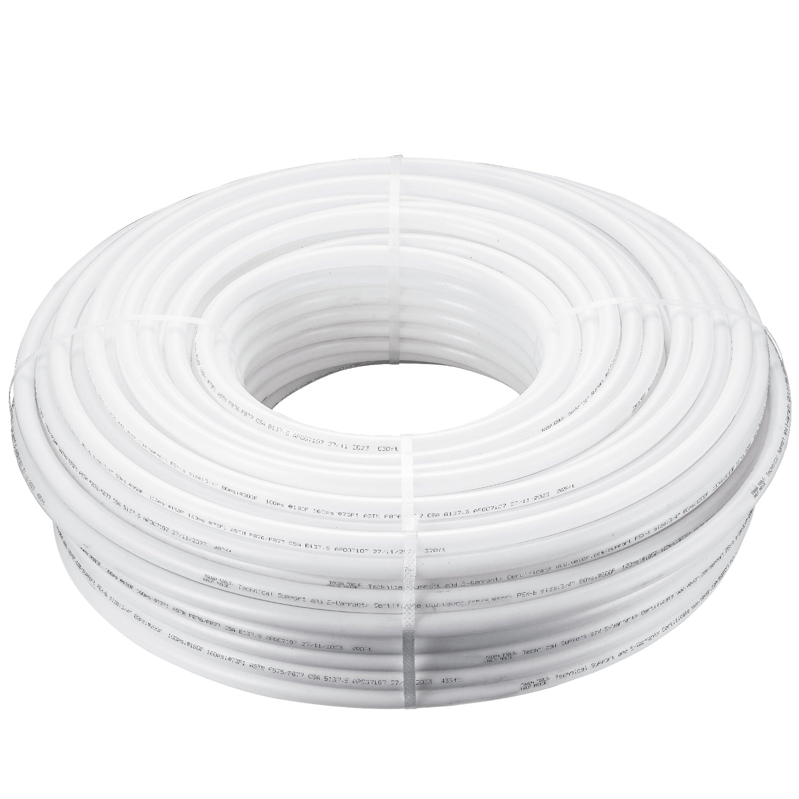 PEX Pipe 3/4 Inch, 500 Feet Length PEX-B Flexible Pipe Tubing for Potable Water, Pex Water Lines for Hot/Cold Water & Easily Restore, Plumbing Applications with Free Cutter & Clamps ,White