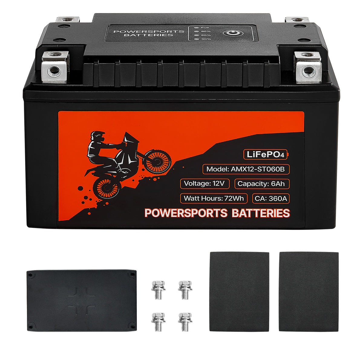 Motorcycle Battery 12V 6Ah YTX12-BS High Performance Powersports Battery
