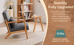 Mid-Century Modern Accent Chair&Coffee Table  Set,Vintage Luxury Style,  Leisure Chair(Beige)& coffee table  (Walnut-Tone), suitable for living rooms and bedroom relaxation areas