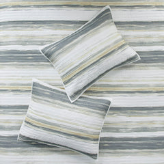 6 Piece Printed Quilt Set with Throw Pillows Yellow Full/Queen