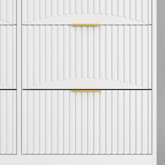 White 9 Drawer Dresser, 63" Large Deep Chest of Drawers, Wooden Dresser Storage Cabinet with 9 Drawers for Bedroom, Long Dressers for Living Room, Hallway, Drawer panel with wavy patterns