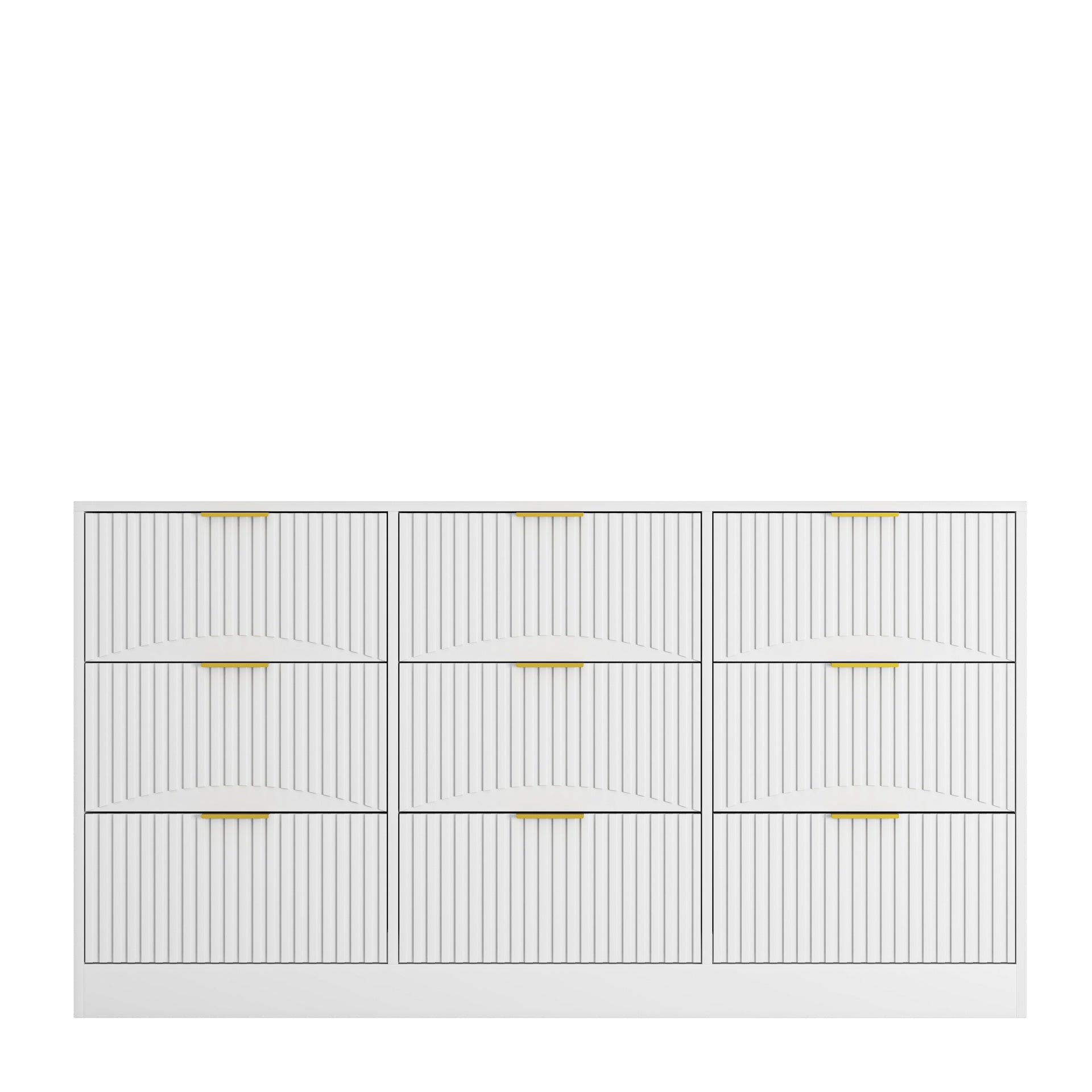 White 9 Drawer Dresser, 63" Large Deep Chest of Drawers, Wooden Dresser Storage Cabinet with 9 Drawers for Bedroom, Long Dressers for Living Room, Hallway, Drawer panel with wavy patterns