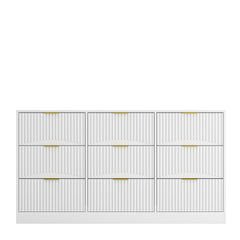 White 9 Drawer Dresser, 63" Large Deep Chest of Drawers, Wooden Dresser Storage Cabinet with 9 Drawers for Bedroom, Long Dressers for Living Room, Hallway, Drawer panel with wavy patterns