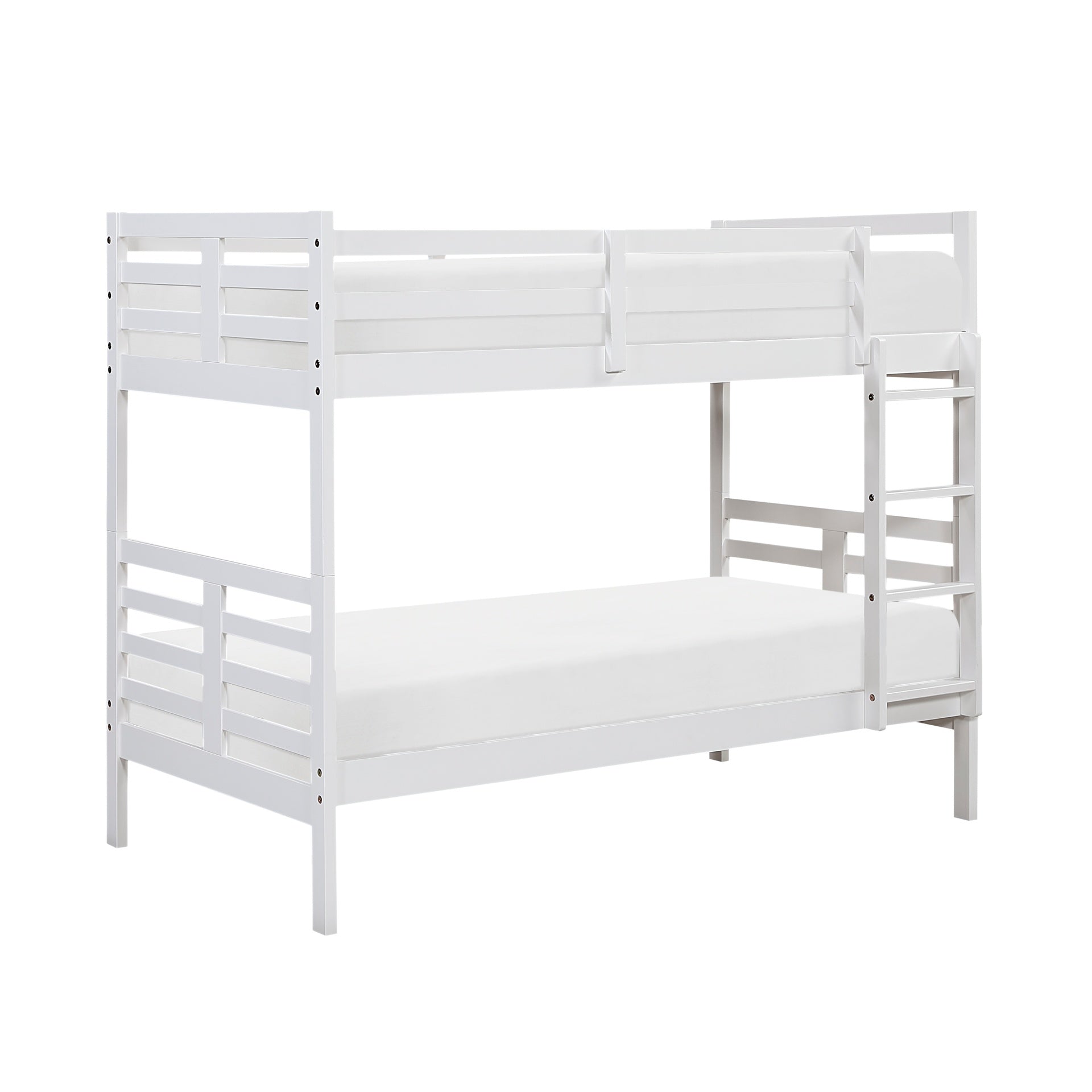 Twin over Twin Bunk Bed 1pc Classic White Finish Youth Bedroom Furniture Durable Wood