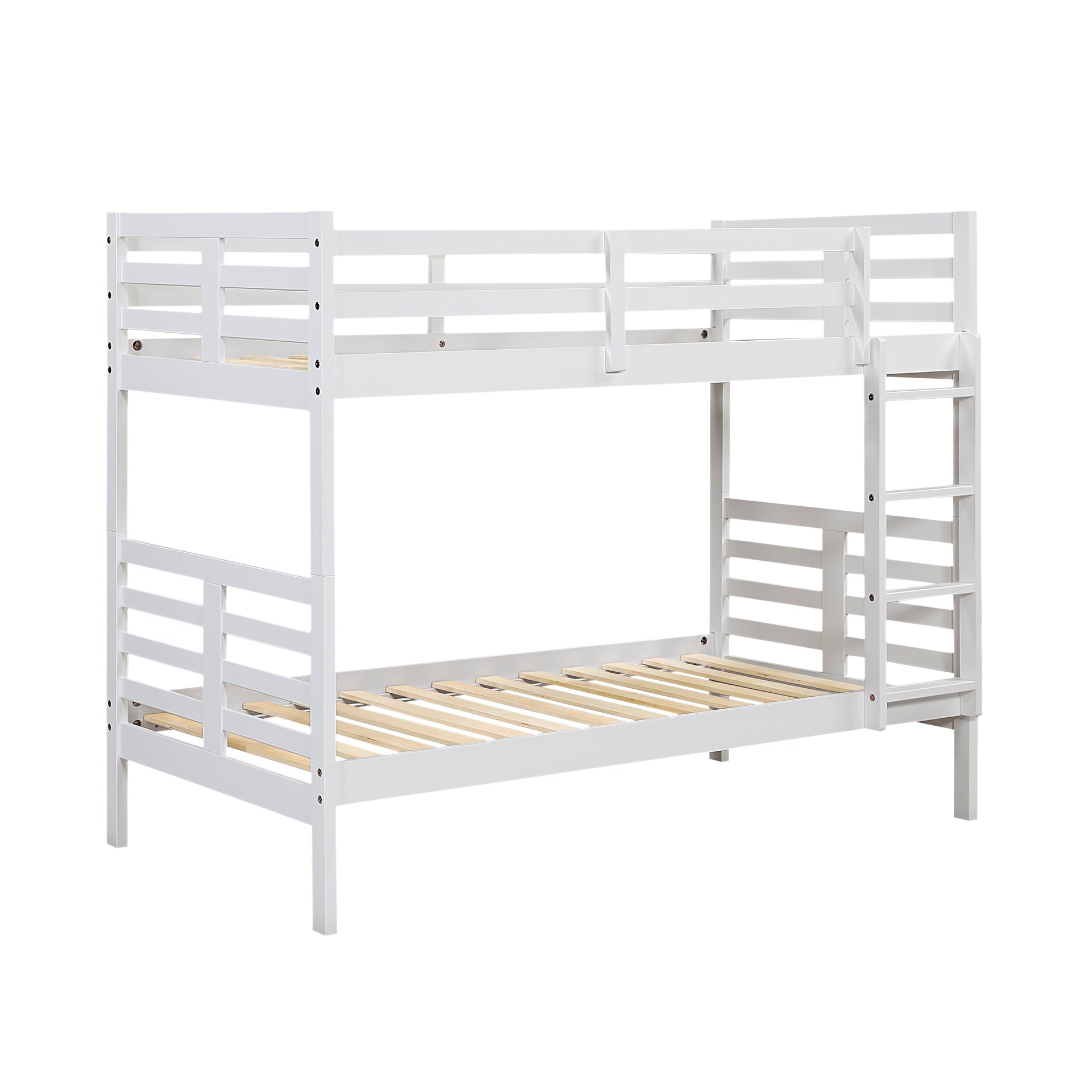 Twin over Twin Bunk Bed 1pc Classic White Finish Youth Bedroom Furniture Durable Wood
