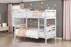 Twin over Twin Bunk Bed 1pc Classic White Finish Youth Bedroom Furniture Durable Wood