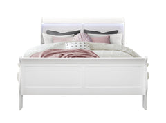CHARLSTON WHITE QUEEN BED WITH LED