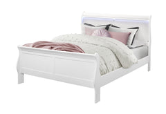 CHARLSTON WHITE QUEEN BED WITH LED