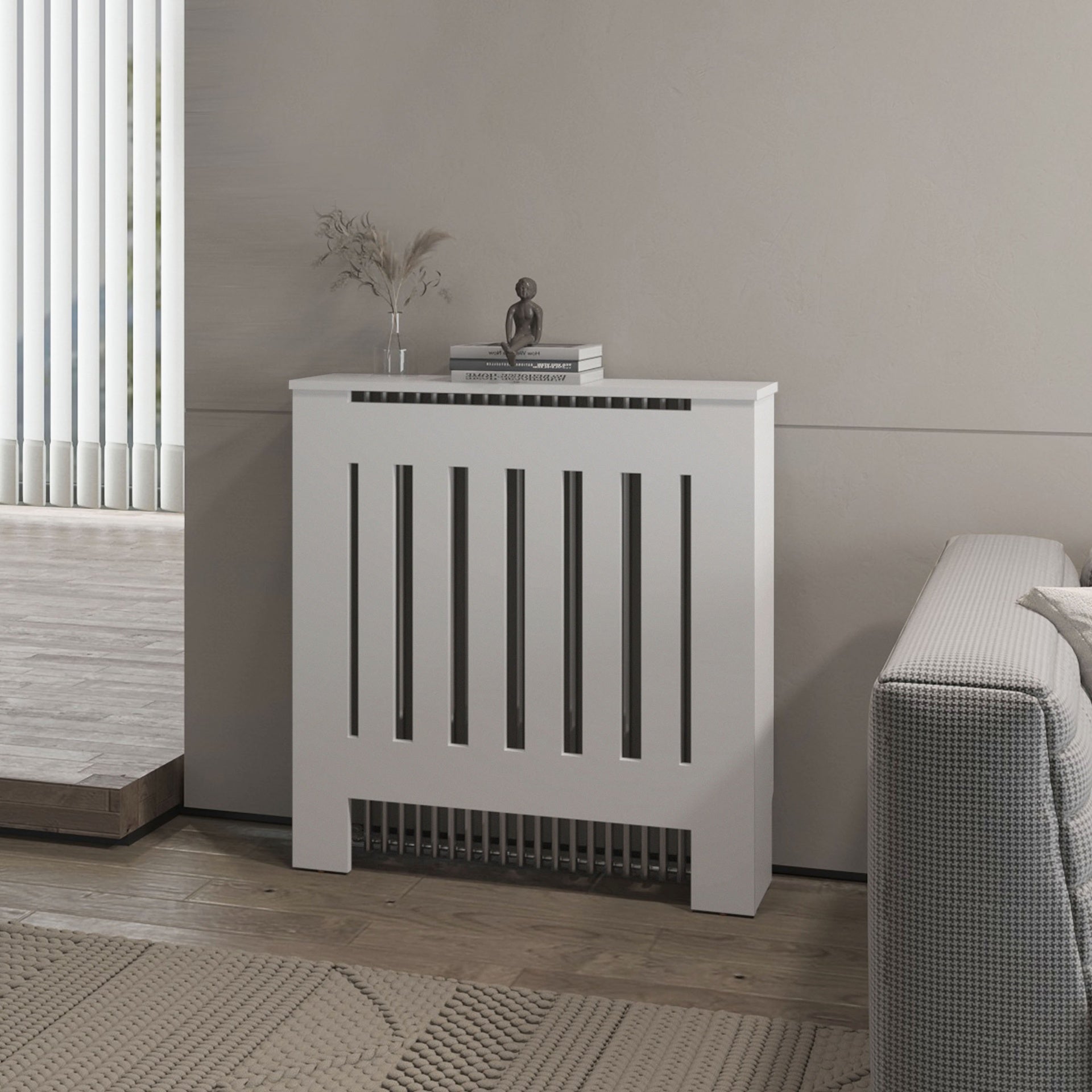 FM FURNITURE Rio Radiator Cover with Storage, Space,Saving Design, White