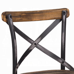 Antique Black Finish Metal Frame Vintage Style Bar Chair 1pc Wooden Seat Dining Furniture