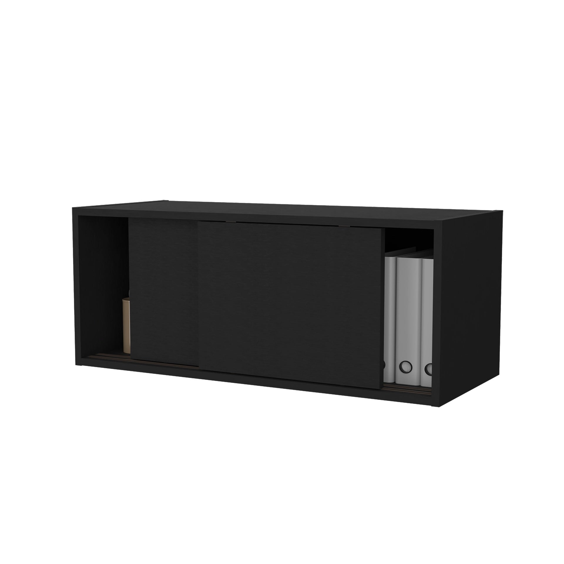 Anegam Floating Cabinet with Sliding Door, Black