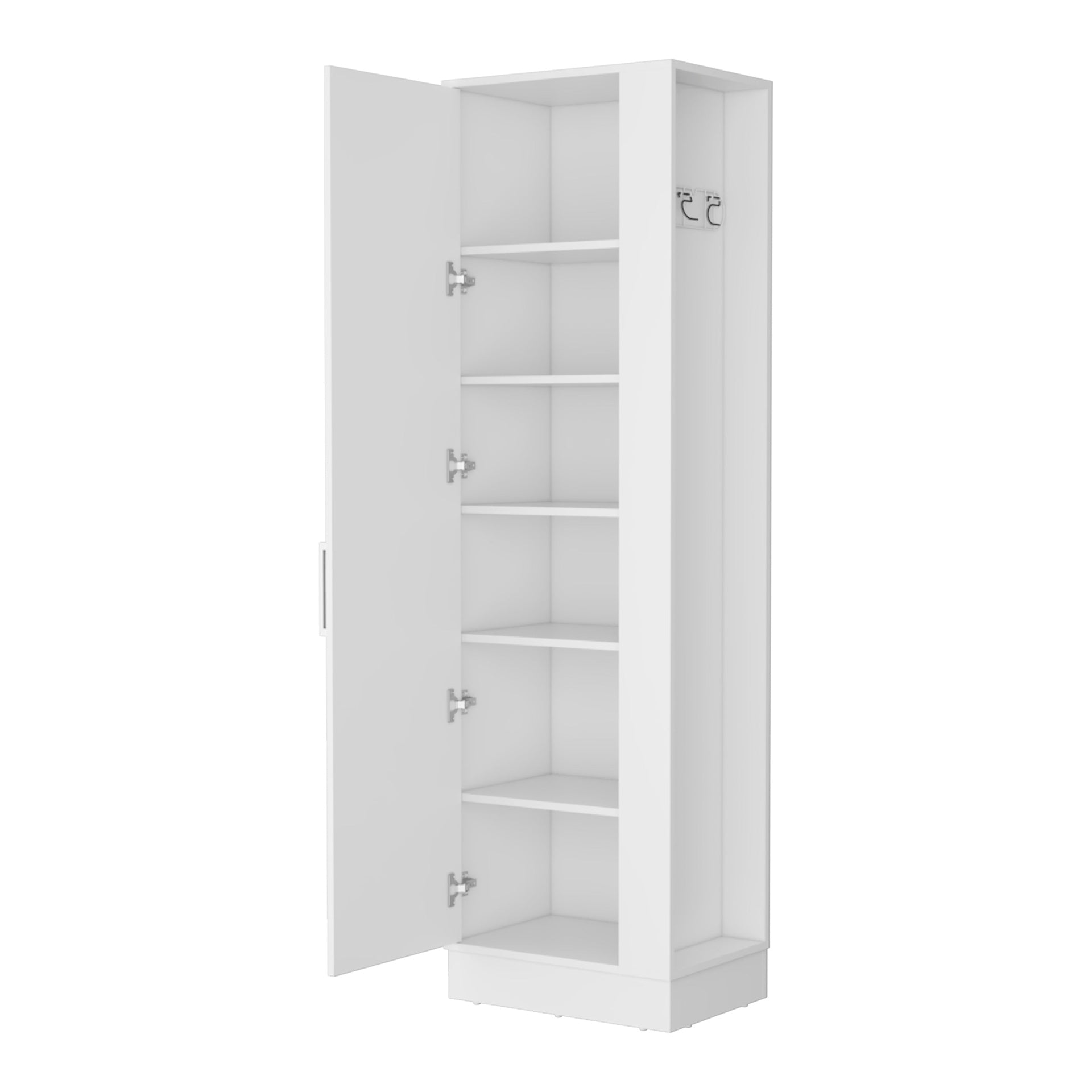 Clarno Tall Storage Cabinet, Single Door with Broom Hangers