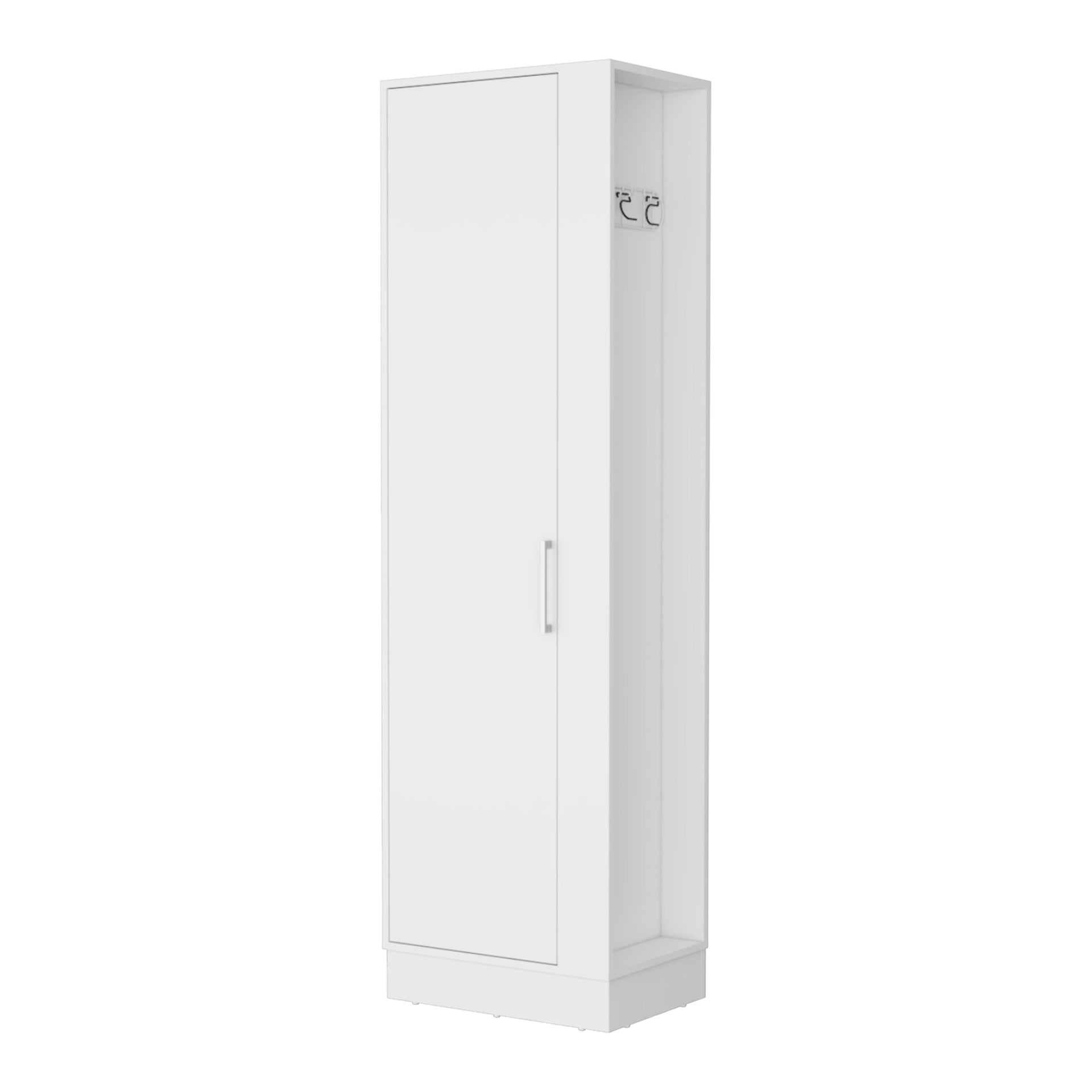 Clarno Tall Storage Cabinet, Single Door with Broom Hangers