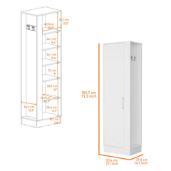 Clarno Tall Storage Cabinet, Single Door with Broom Hangers