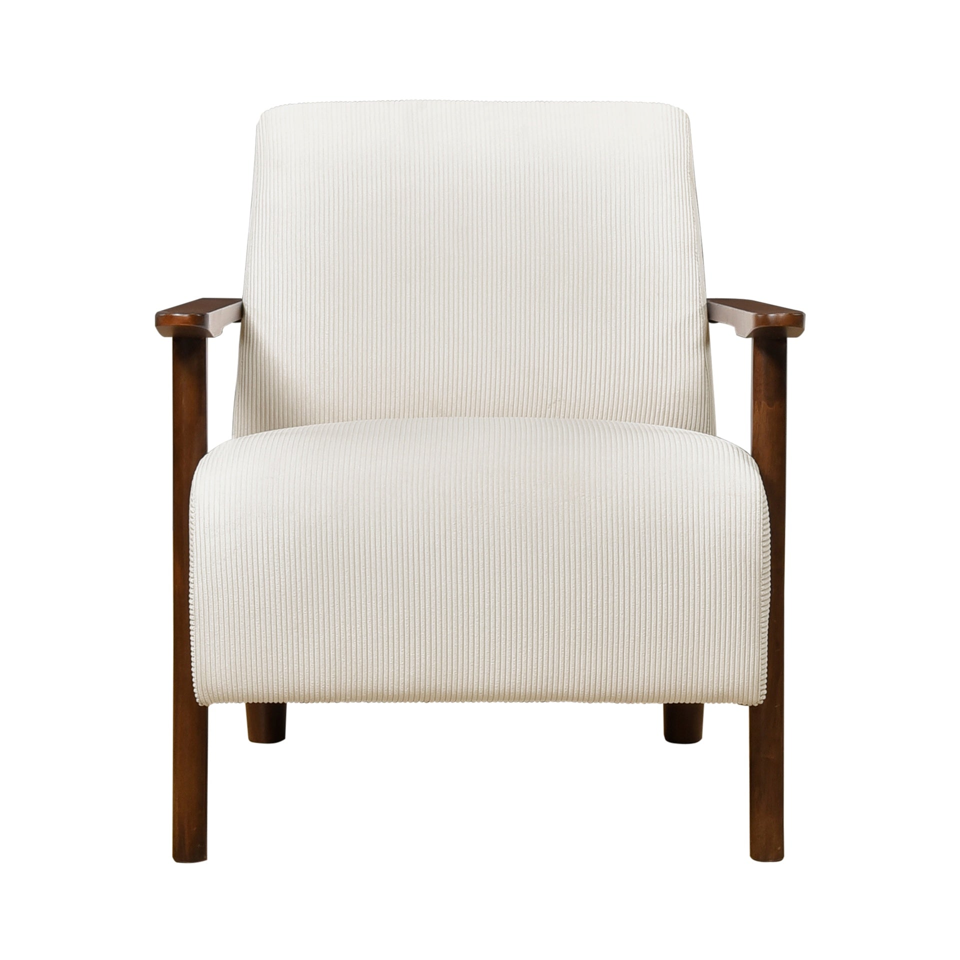 Modern Design 1pc Accent Chair Beige Corduroy Seat Cushions Solid Wood Living Room Furniture