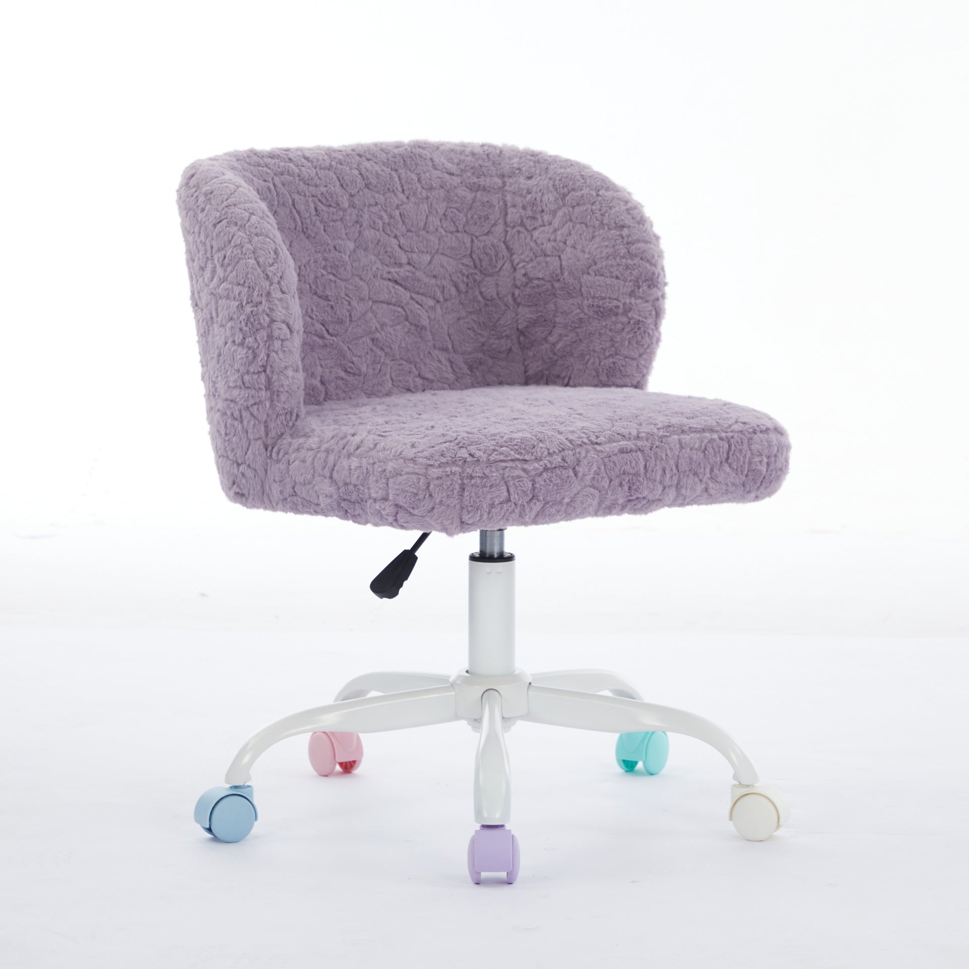 A&A Furniture Office Chair,Artificial rabbit hair Home Office Chair with Metal Base,Adjustable Desk Chair Swivel Office Chair,Vanity Chair(Violet)