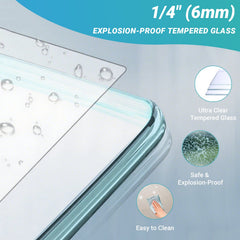56" - 60" W x 76" H Single Sliding Shower Door, Frameless Bathroom Sliding Door with 1/4" (6mm) Tempered Glass for Walk-in Shower, Brushed Gold GF-25D06-60BGX