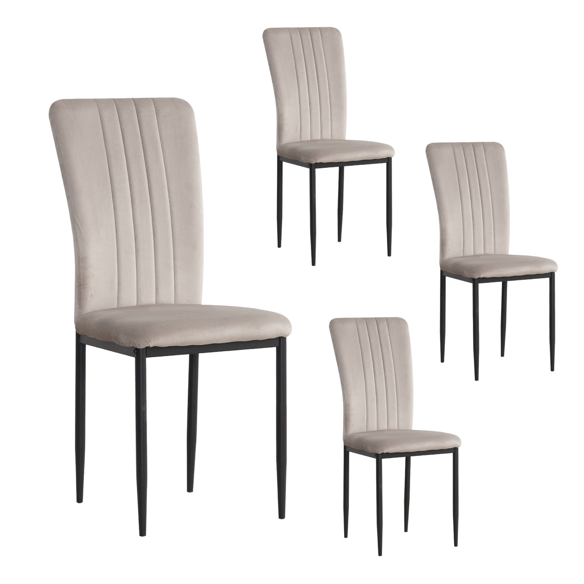 Dining Chairs Set of 4 Modern Velvet Upholstered Chairs with Metal Le  gs Adjustable feet for Dining Room Kitchen (Gray )