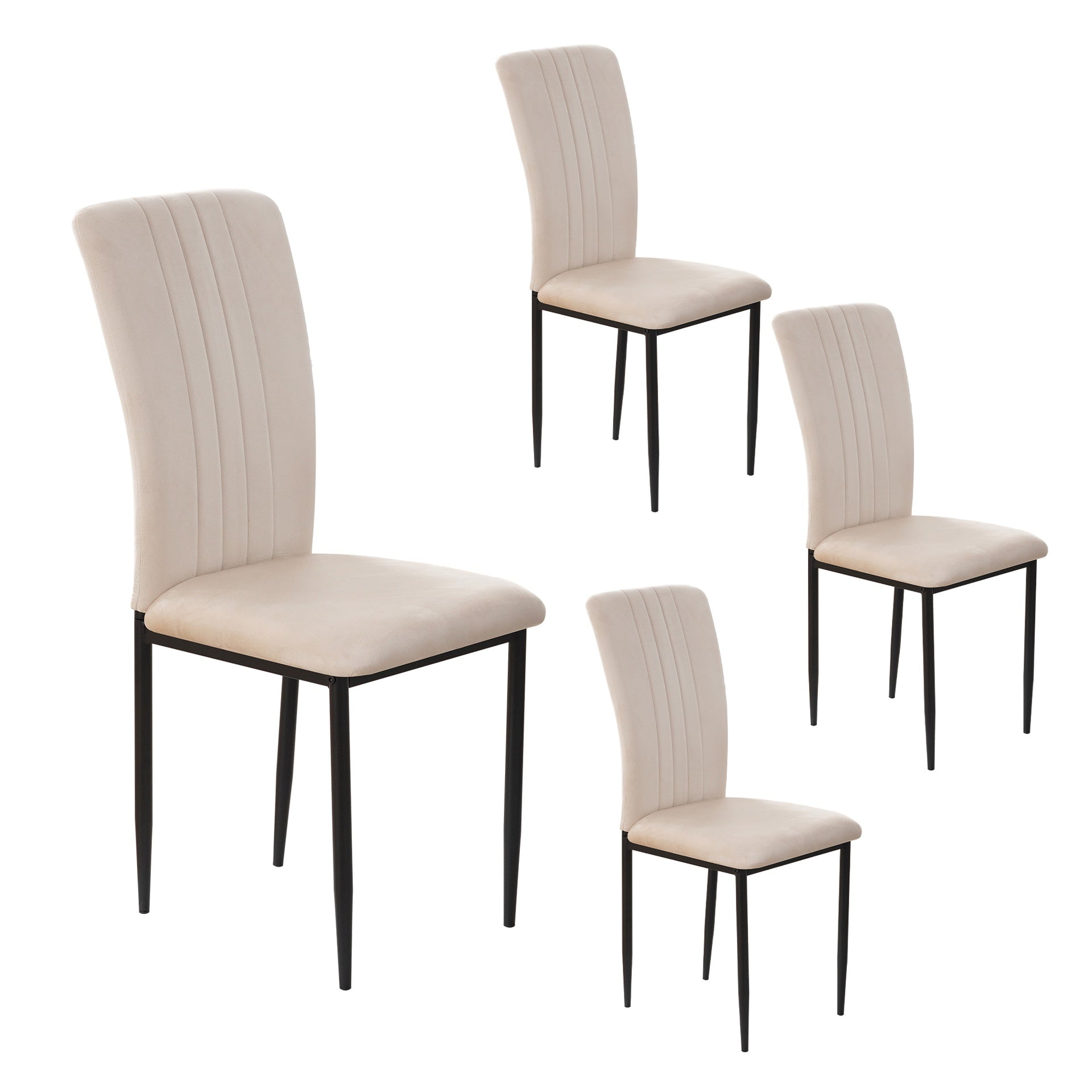 Dining Chairs Set of 4 Modern Velvet Upholstered Chairs with Metal Le  gs Adjustable feet for Dining Room Kitchen (Beige, )