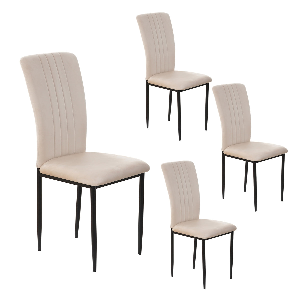 Dining Chairs Set of 4 Modern Velvet Upholstered Chairs with Metal Le  gs Adjustable feet for Dining Room Kitchen (Beige, )