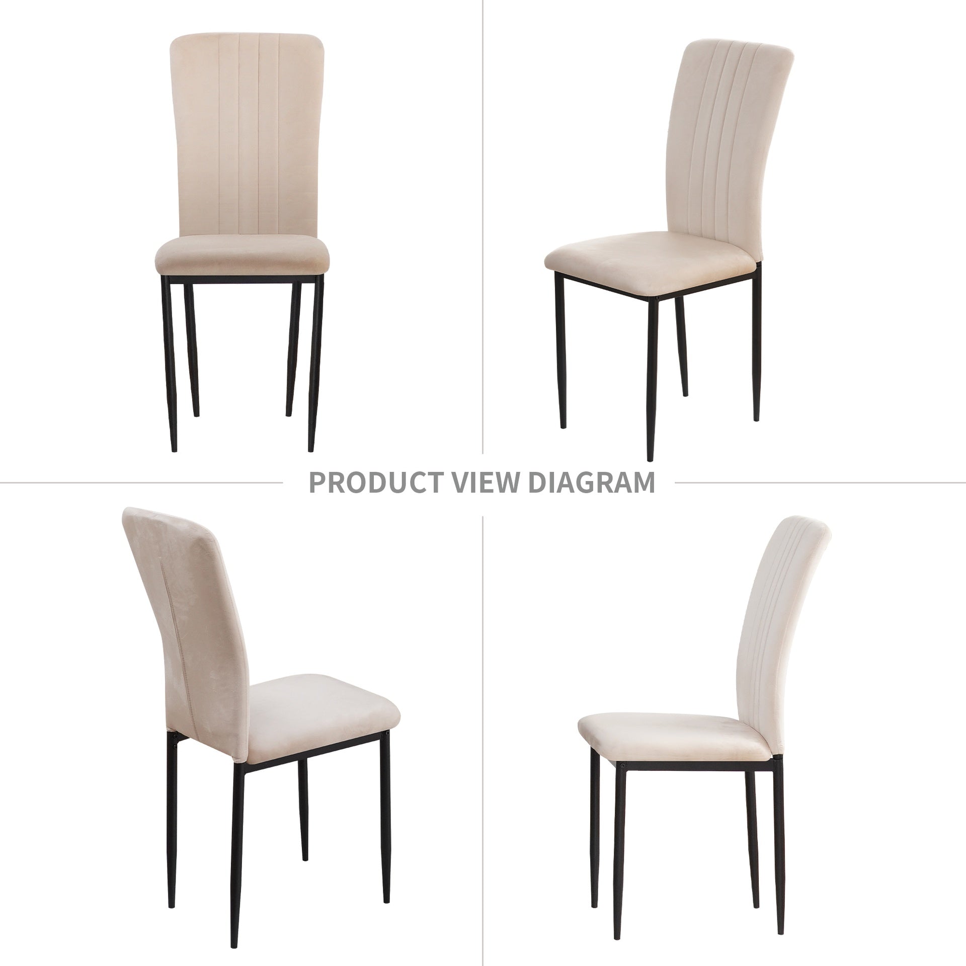 Dining Chairs Set of 4 Modern Velvet Upholstered Chairs with Metal Le  gs Adjustable feet for Dining Room Kitchen (Beige, )