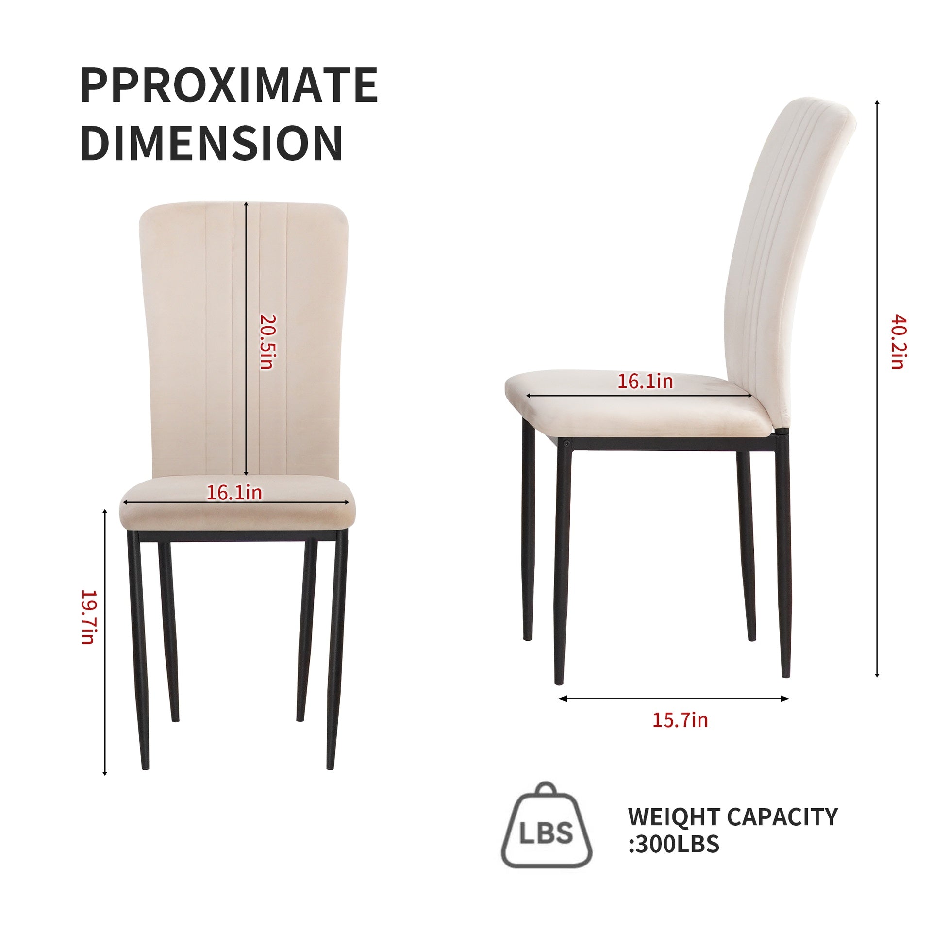 Dining Chairs Set of 4 Modern Velvet Upholstered Chairs with Metal Le  gs Adjustable feet for Dining Room Kitchen (Beige, )