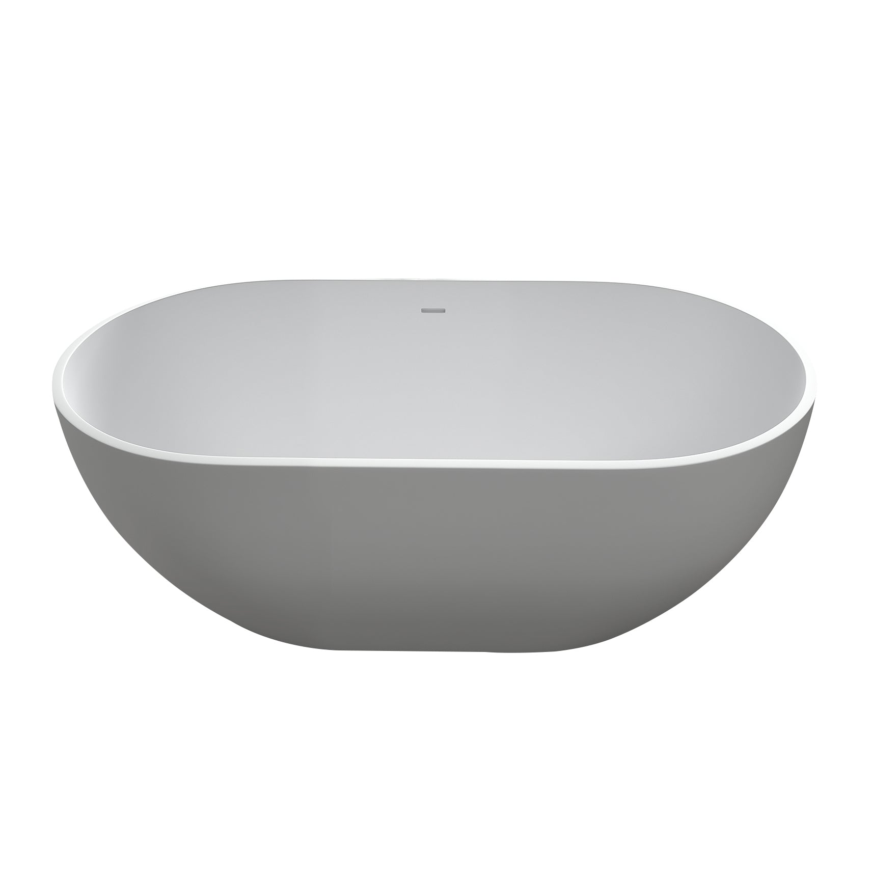 59 Inch Solid Surface Soaking Bathtub - Deep Soak Freestanding Tub