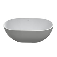 59 Inch Solid Surface Soaking Bathtub - Deep Soak Freestanding Tub