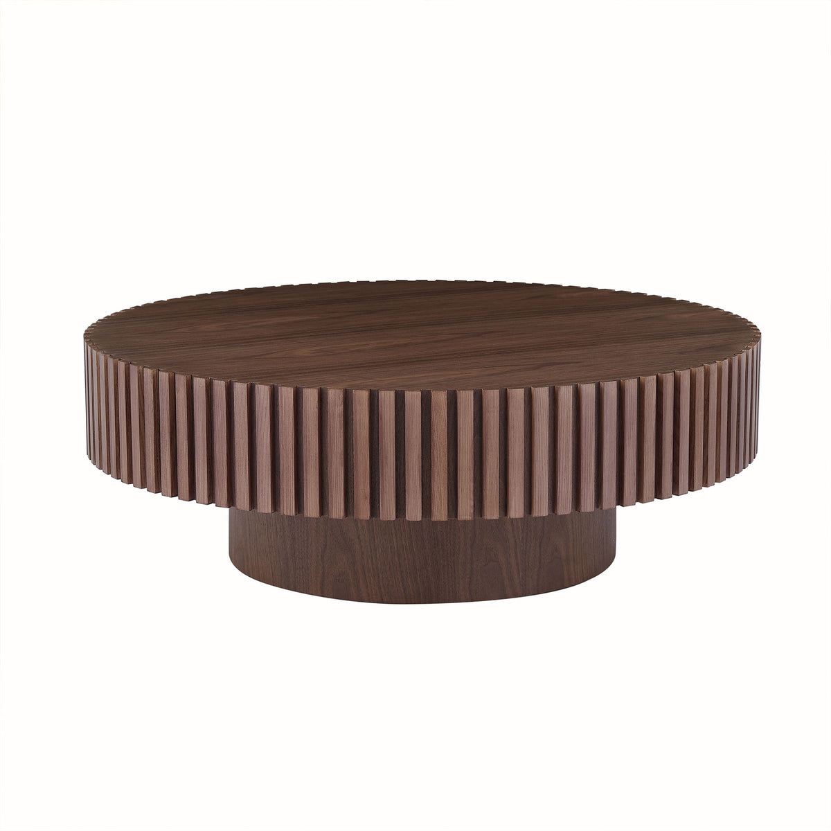 35.43'' Round Coffee Table Small Coffee Table for Apartment, Modern Living Room Coffee Table with Sturdy Pedestal,WALNUT(Same Sku:W876P254013)