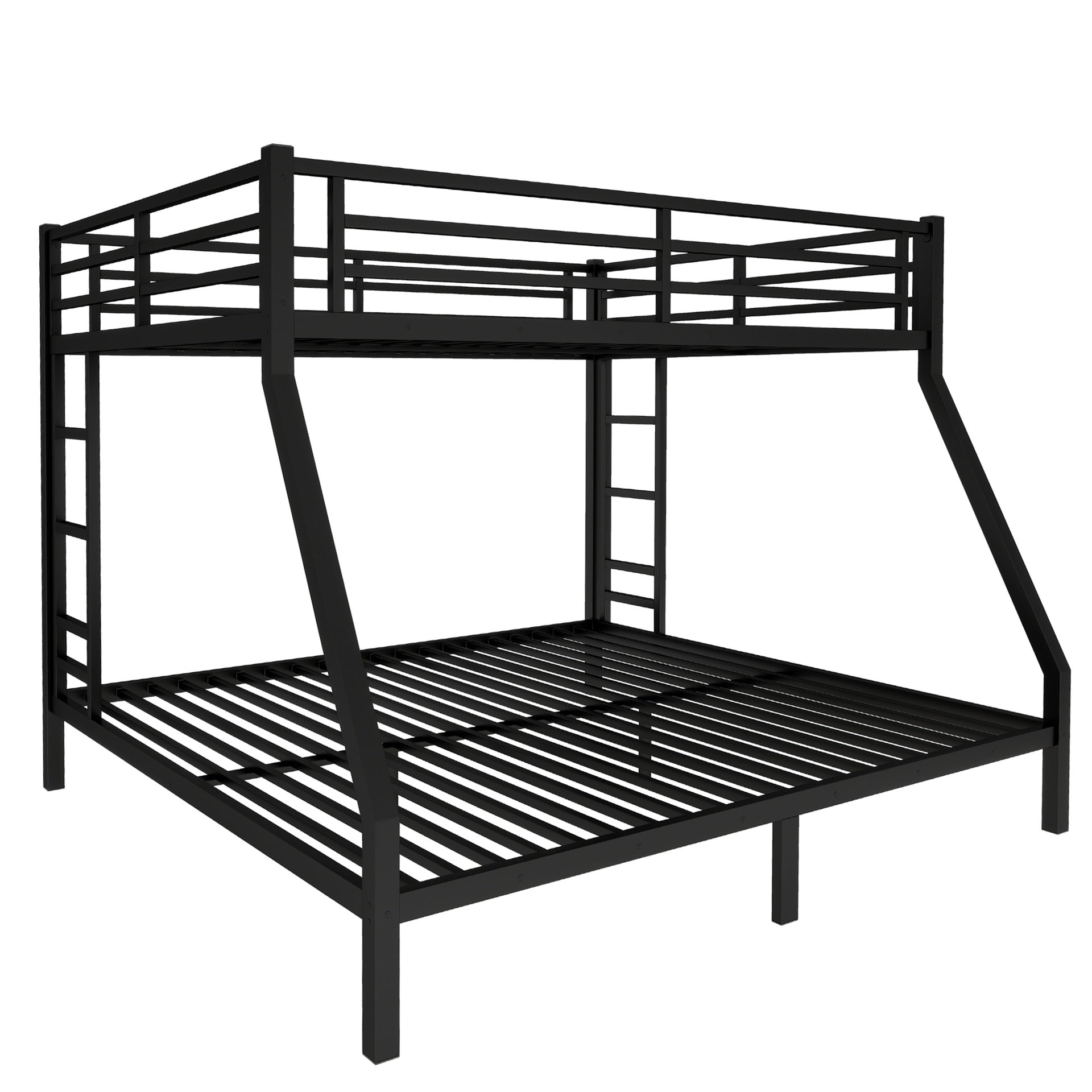 Metal Queen over King Bunk Bed for Teens and Adults,Space-Saving/Noise Reduced/No Box Spring Needed, Black