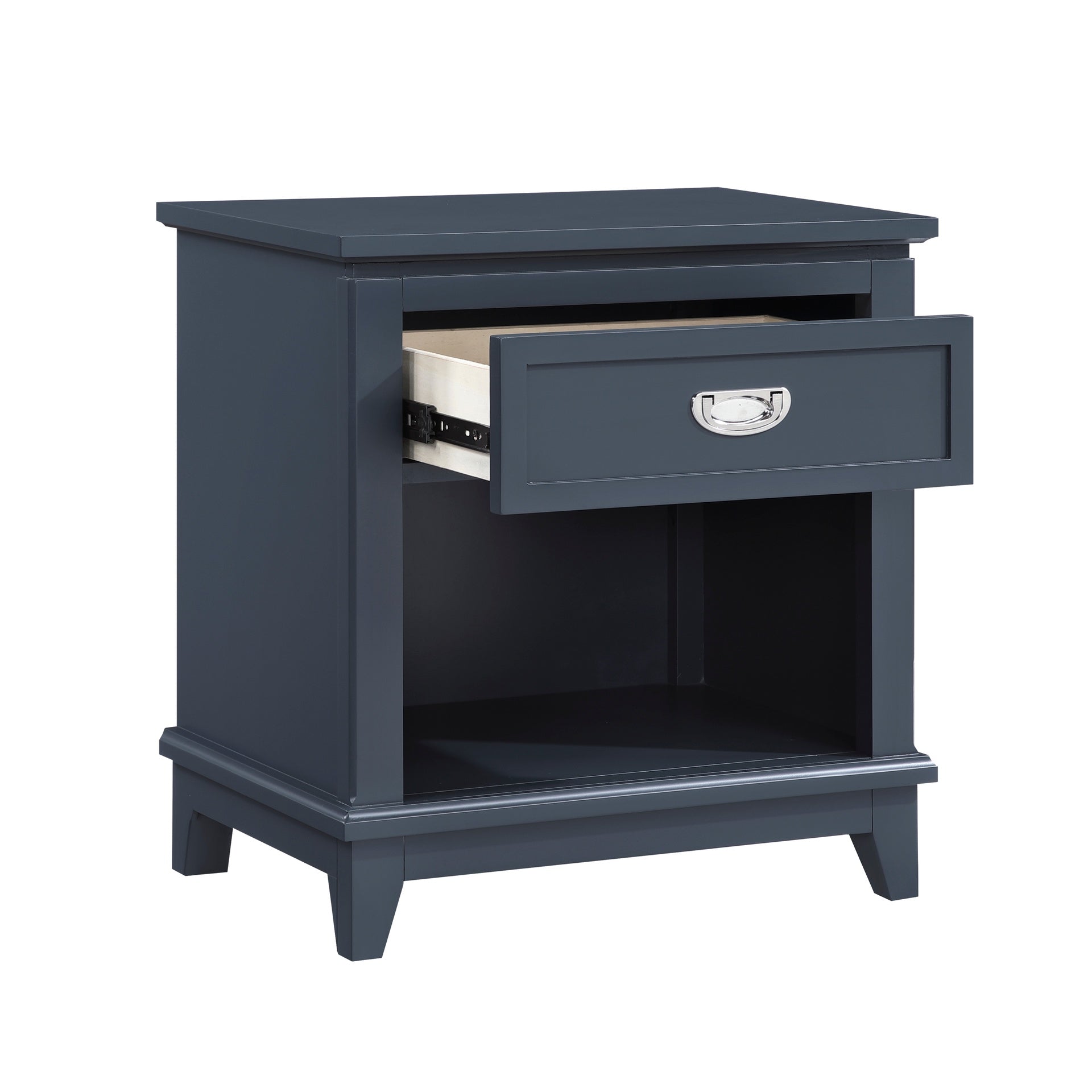 Navy Blue Finish 1pc Nightstand with Storage Drawer Bottom Shelf Classic Style Bedroom Furniture