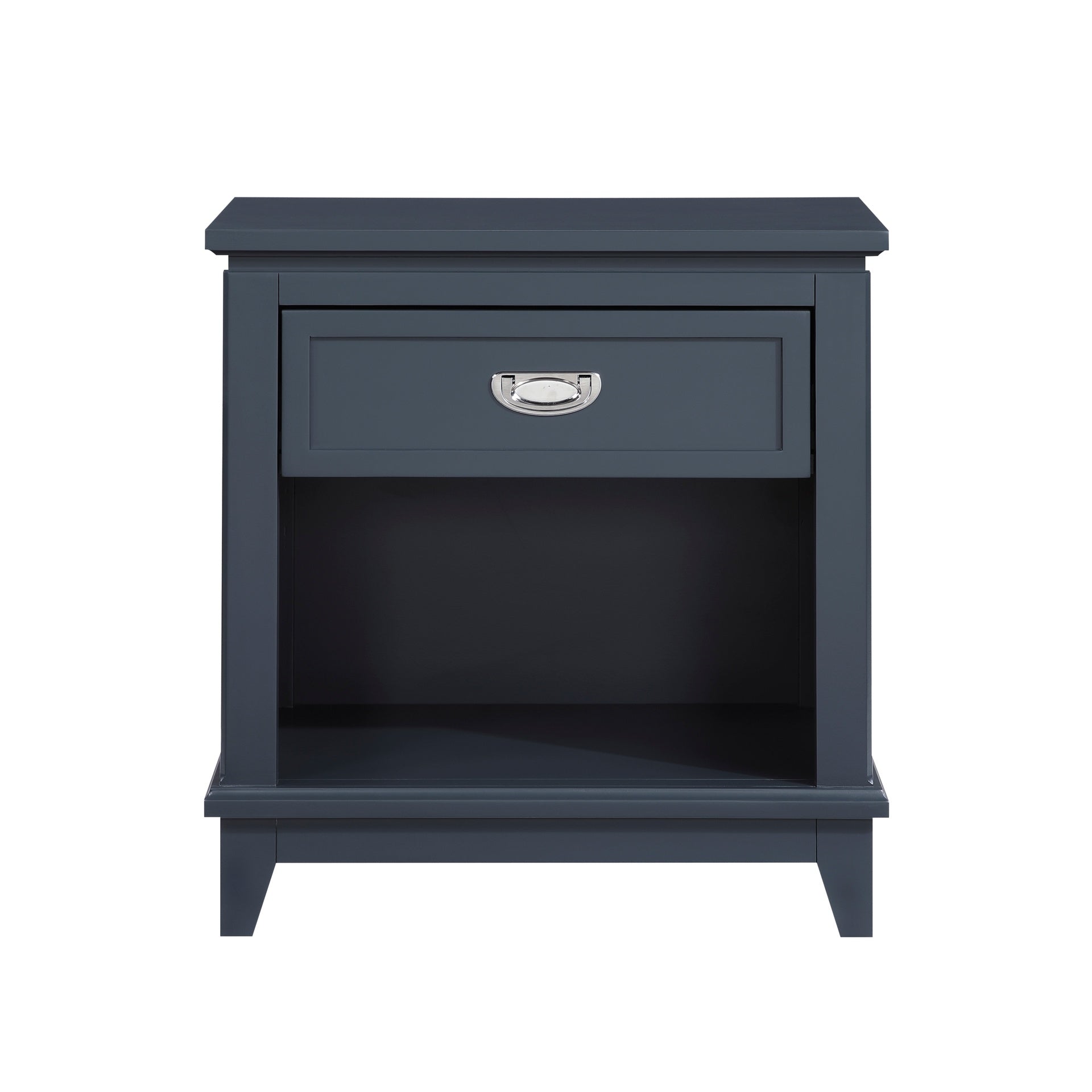 Navy Blue Finish 1pc Nightstand with Storage Drawer Bottom Shelf Classic Style Bedroom Furniture