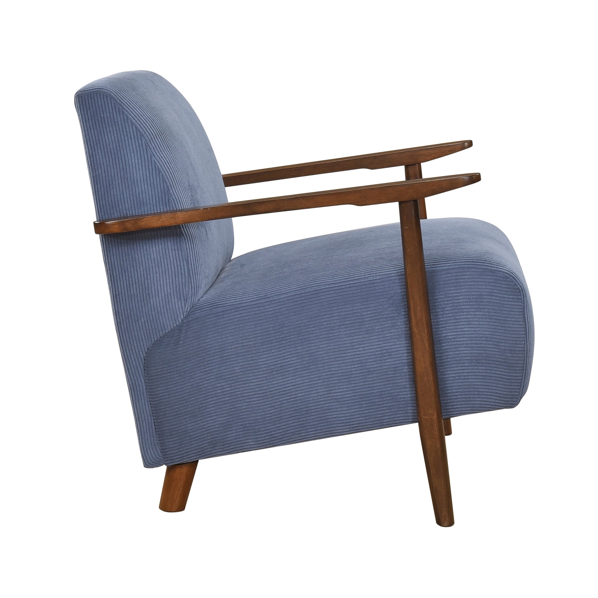 Modern Design 1pc Accent Chair Blue Corduroy Seat Cushions Solid Wood Living Room Furniture