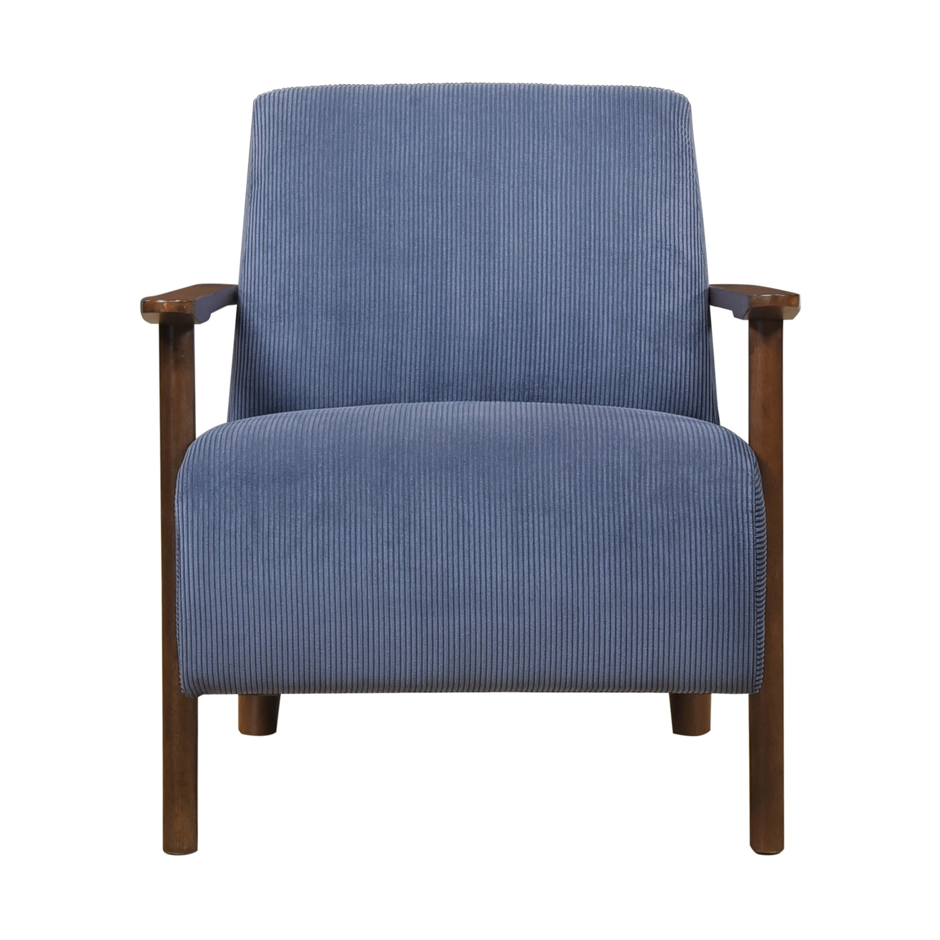 Modern Design 1pc Accent Chair Blue Corduroy Seat Cushions Solid Wood Living Room Furniture