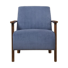 Modern Design 1pc Accent Chair Blue Corduroy Seat Cushions Solid Wood Living Room Furniture