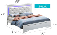 Elegant Silver Champagne Queen Bed