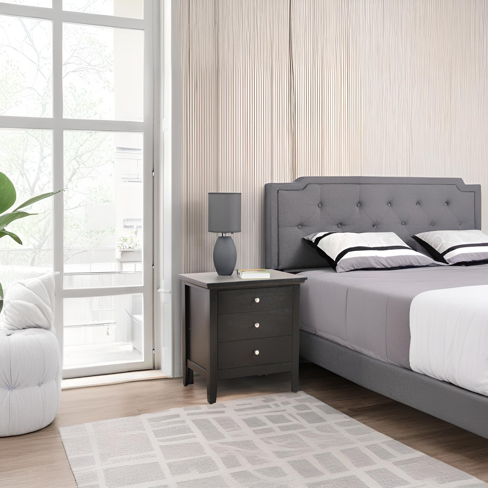 Chic Black Casual Nightstand For Bedrooms