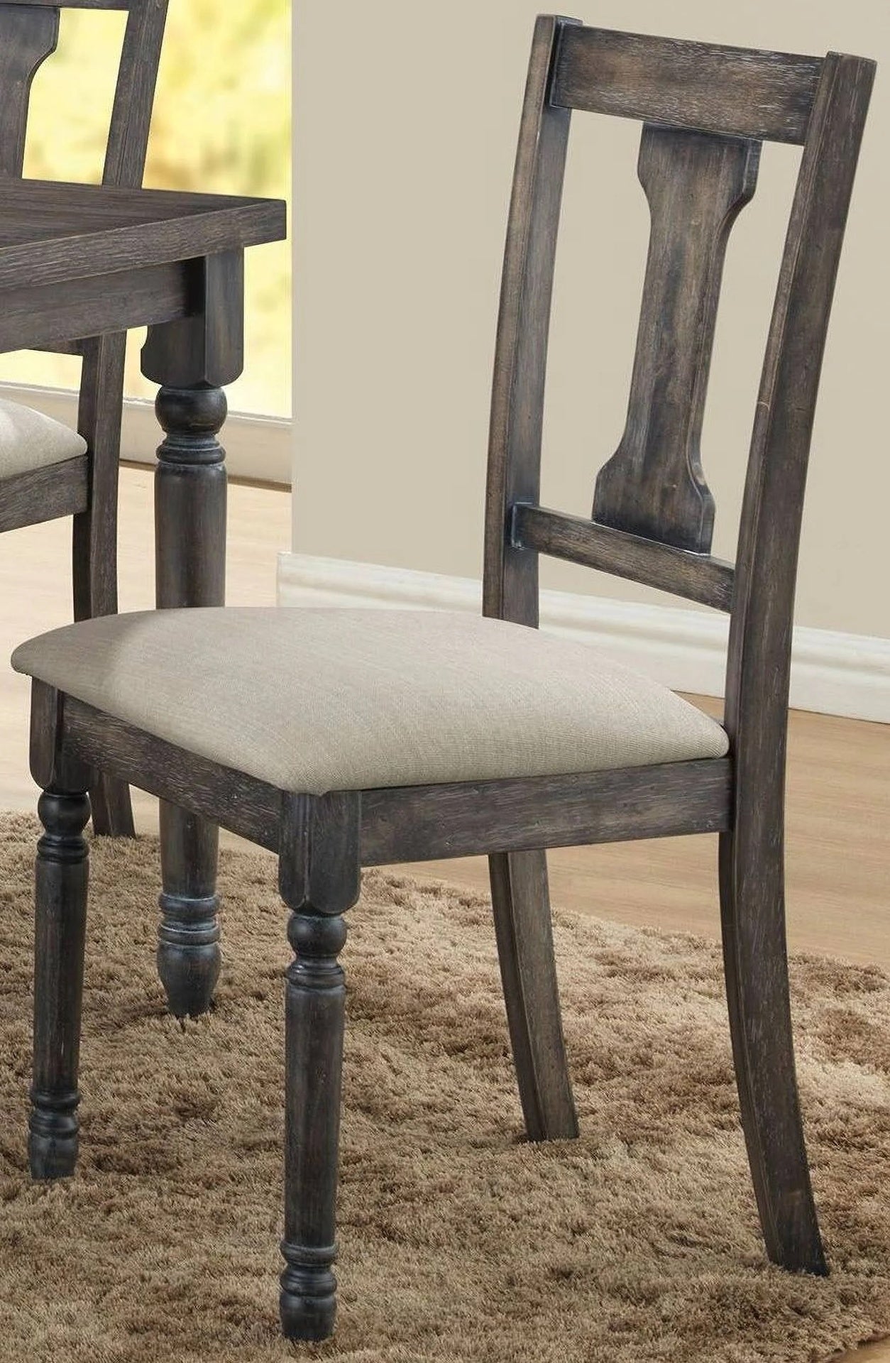 Rustic Gray Finish Wooden Side Chairs Set of 2pc Upholstered Seat Dining Room Furniture