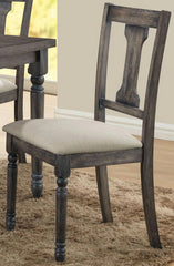 Rustic Gray Finish Wooden Side Chairs Set of 2pc Upholstered Seat Dining Room Furniture