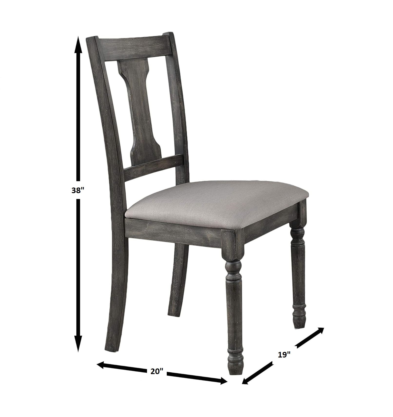 Rustic Gray Finish Wooden Side Chairs Set of 2pc Upholstered Seat Dining Room Furniture