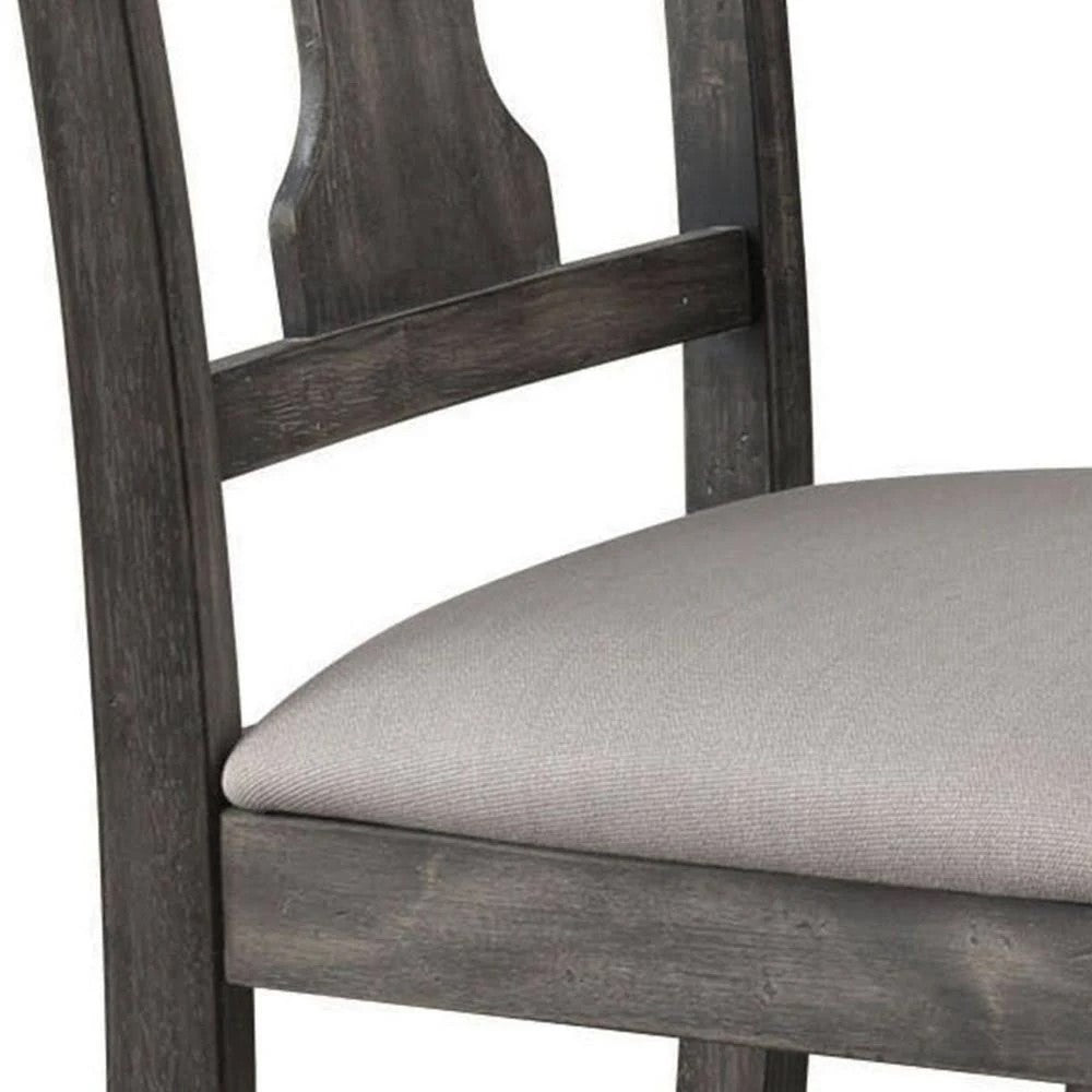 Rustic Gray Finish Wooden Side Chairs Set of 2pc Upholstered Seat Dining Room Furniture