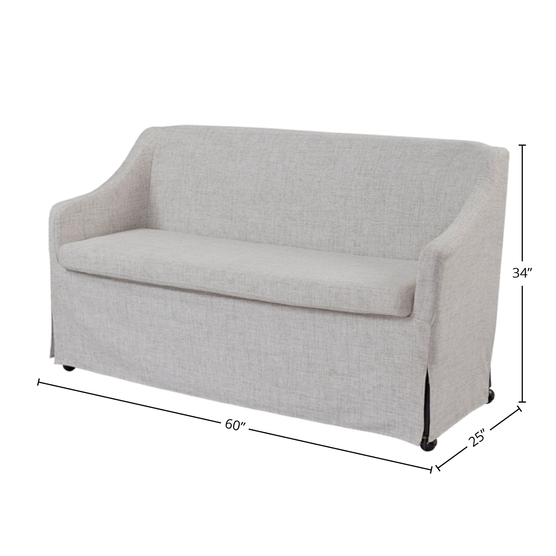 Slip Covered Settee with Casters