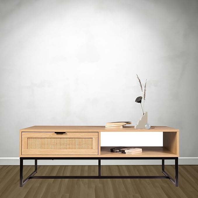 Cove Coastal Modern TV Stand with Storage Cubby and Drawer