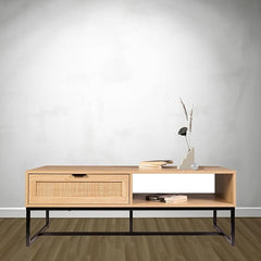 Cove Coastal Modern TV Stand with Storage Cubby and Drawer