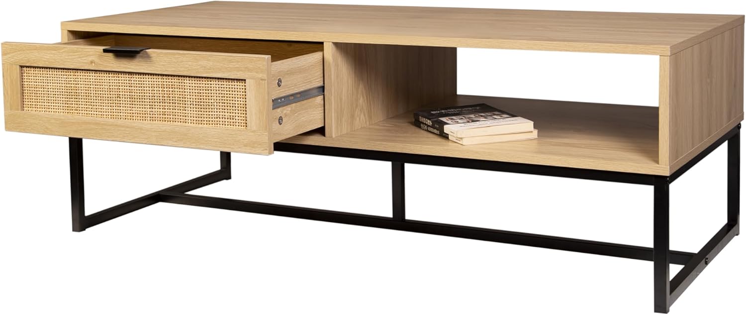 Cove Coastal Modern TV Stand with Storage Cubby and Drawer