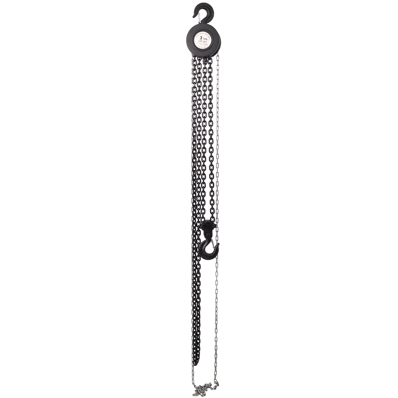 Chain hoist 4400lbs 2T capacity 10ft wIth 2 heavy duty hooks,Manual chain hoist steel construction,Black